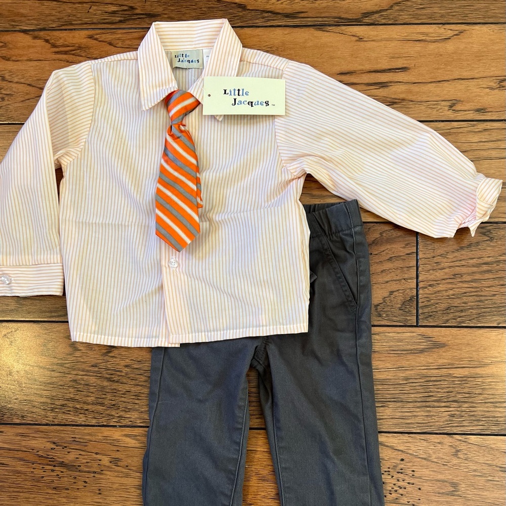 Little Jacques Boys Shirt/Tie & Okie Dokie Pants Size 3T